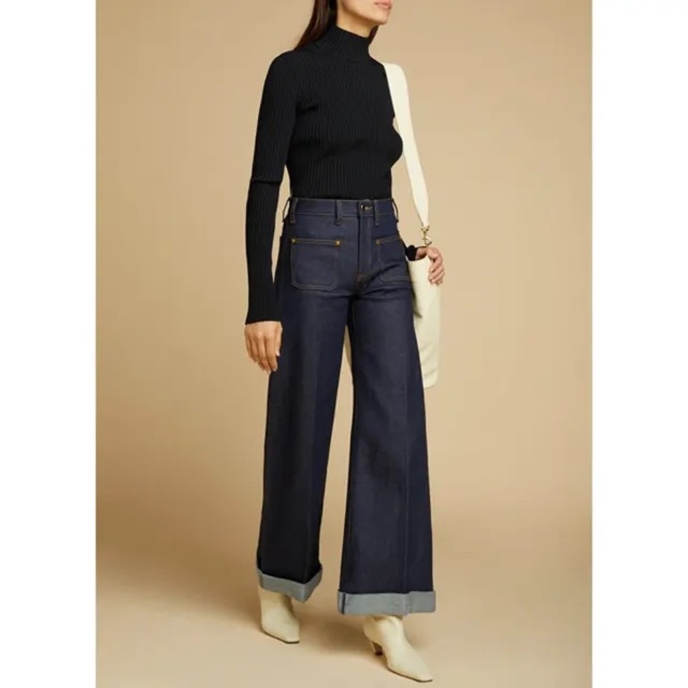 KHAITE Ray Roll Cuff Wide-Leg Jeans